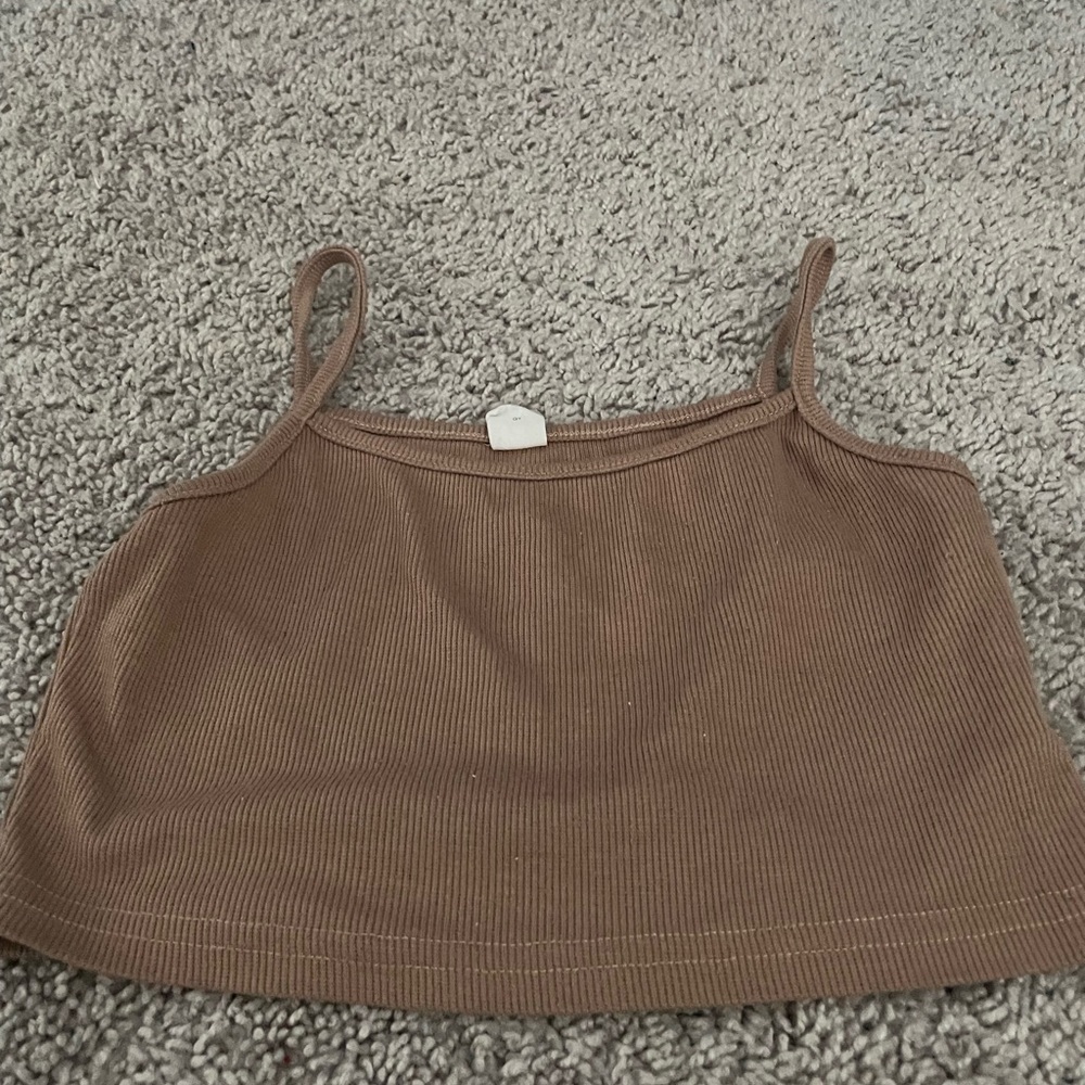 Brown Ribbed Women's Crop Top